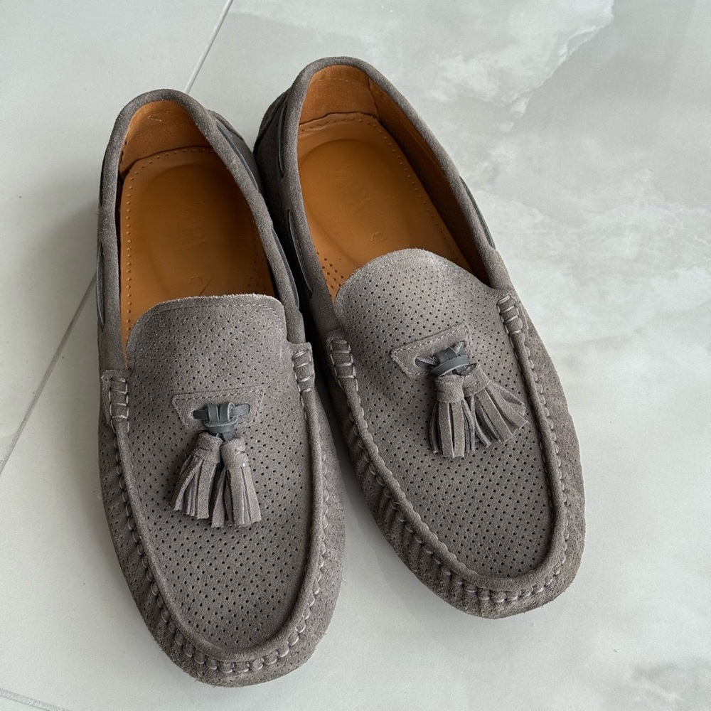 Zara Gray Tassel Leather Loafers for Men - Picture 7 of 7